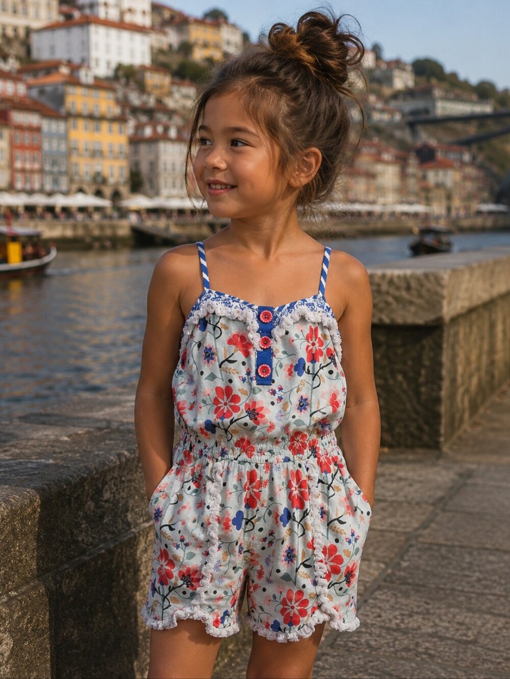 Matilda Jane Girls Floral Ruffle Romper Size 6 (Runs Small) Spring Summer Outfit